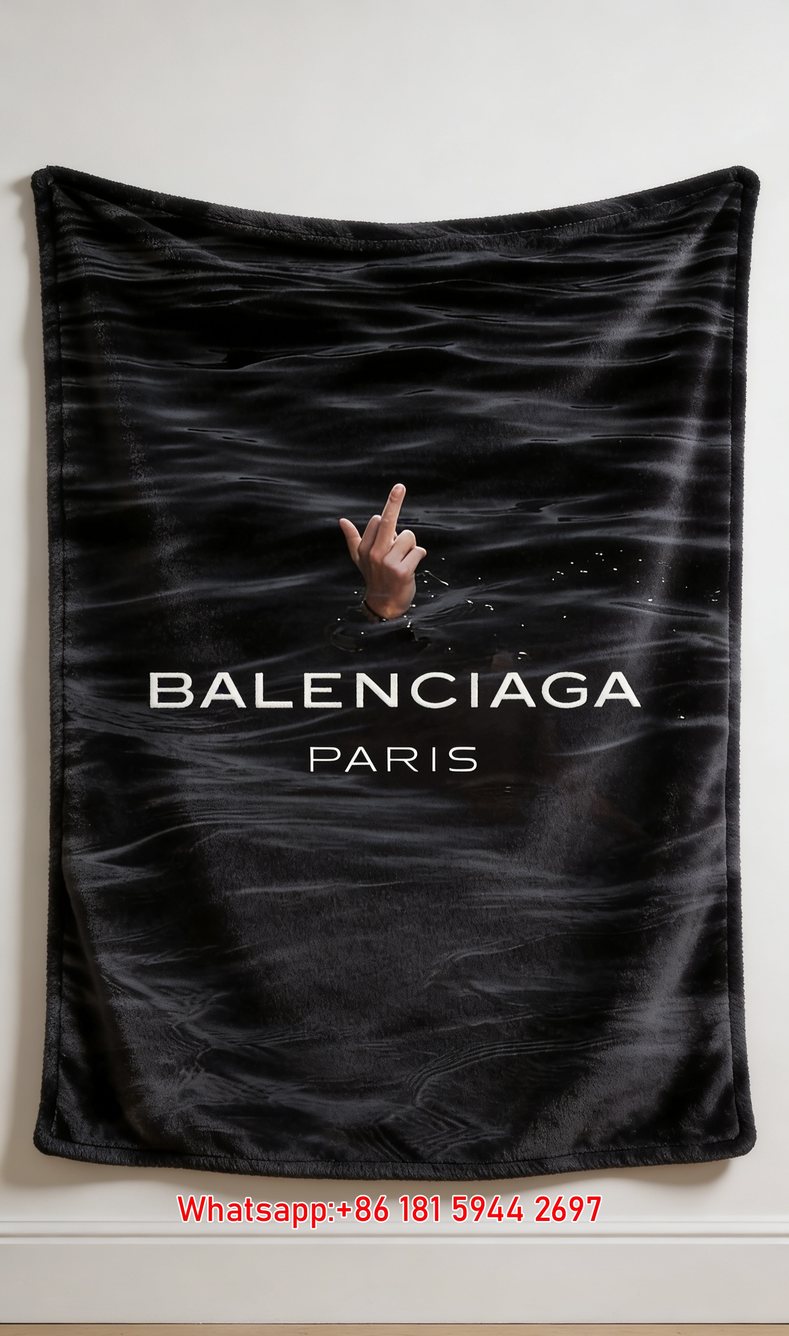 Balenciaga Paris Dark Water Hand Gesture Flannel Sofa Throw Blanket BA163